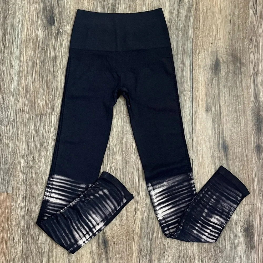 Free People FP Movement Tie-Dye Ruched Leggings Womens XS/S Black Activewear NEW